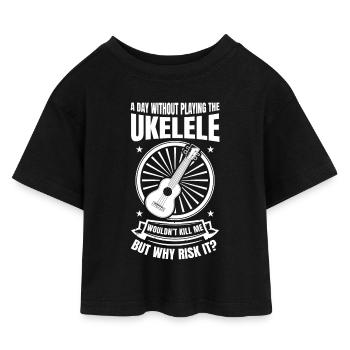A Day Without Playing The Ukulele - Kinder Cropped Jersey T-Shirt - Schwarz - Vorne
