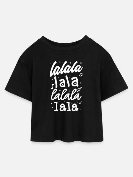 LaLa La Pattern Musical Script Tee - T-shirt Crop Top en jersey Enfant - noir