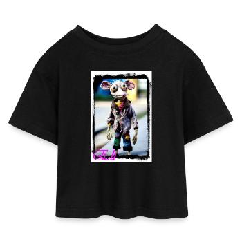 Poupée créative de personnage animal Steampunk Punk - T-shirt Crop Top en jersey Enfant - noir - Devant