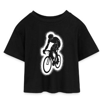 Fahrrad Rennrad Rennradfahrer - Kinder Cropped Jersey T-Shirt - Schwarz - Vorne