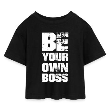 BE YOUR OWN - Kids’ Cropped Jersey T-Shirt - black - Front