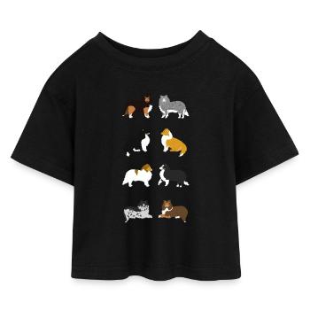 Shelties ritratto - Maglietta corta in jersey per bambine - nero - Fronte