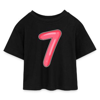 Zahl Sieben - Zahl 7 Nummer - Kinder Cropped Jersey T-Shirt - Schwarz - Vorne