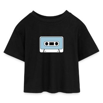 Kassette - Kinder Cropped Jersey T-Shirt - Schwarz - Vorne
