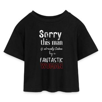 Taken by a Fantastic Woman Typo Tee - Kids’ Cropped Jersey T-Shirt - black - Front