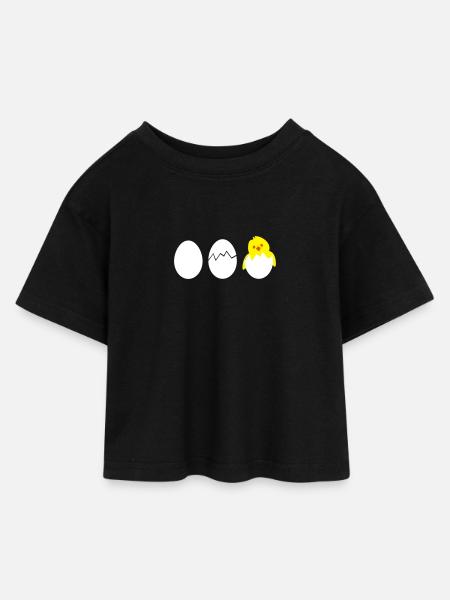 Kücken - Kinder Cropped Jersey T-Shirt - Schwarz