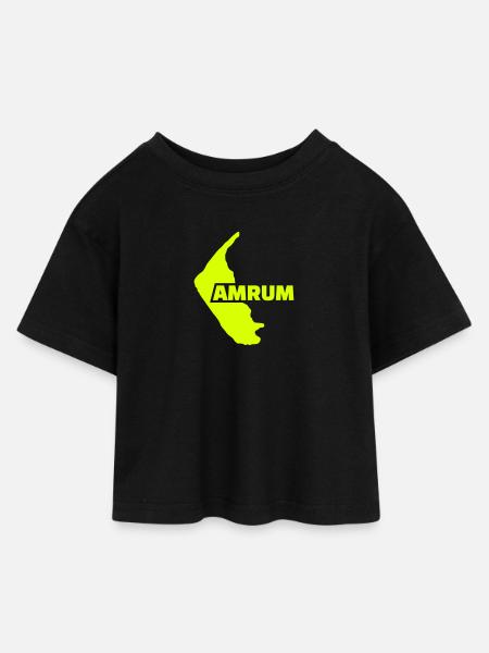 Amrum - Kinder Cropped Jersey T-Shirt - Schwarz