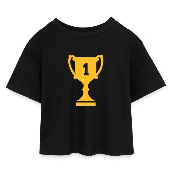 Pokal - Kinder Cropped Jersey T-Shirt - Schwarz - Vorne