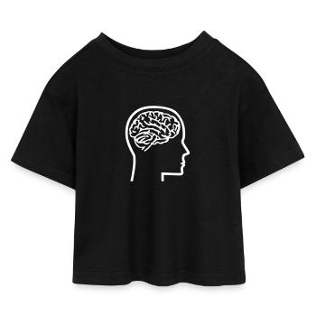 Gehirn - Kinder Cropped Jersey T-Shirt - Schwarz - Vorne