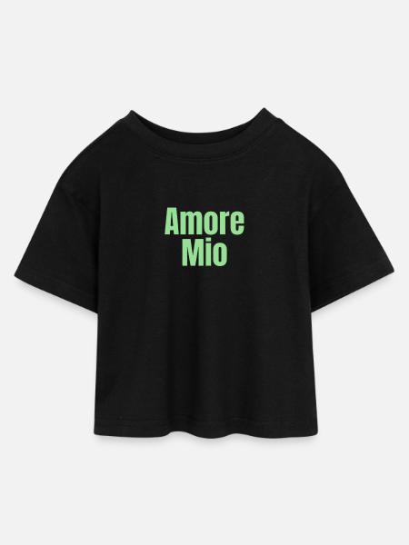 Amore Mio - Kinder Cropped Jersey T-Shirt - Schwarz