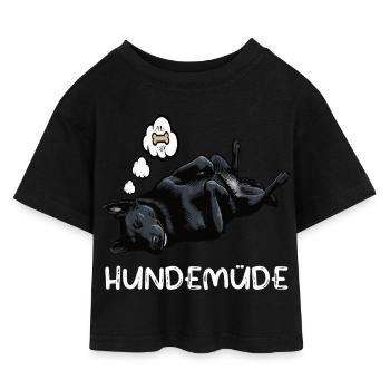 Hundemüde Schwarzer Schäferhund Schäferhundhalter - Kinder Cropped Jersey T-Shirt - Schwarz - Vorne