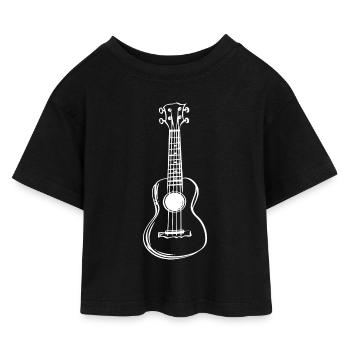 Dessin de ukulélé - T-shirt Crop Top en jersey Enfant - noir - Devant