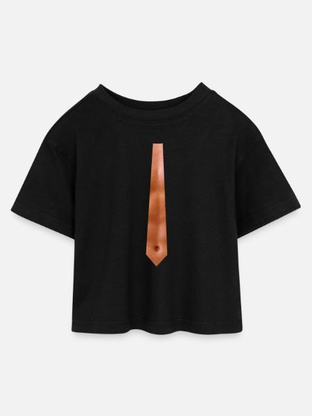 Sixpack, Mann, Muskel, Krawatte - Kinder Cropped Jersey T-Shirt - Schwarz