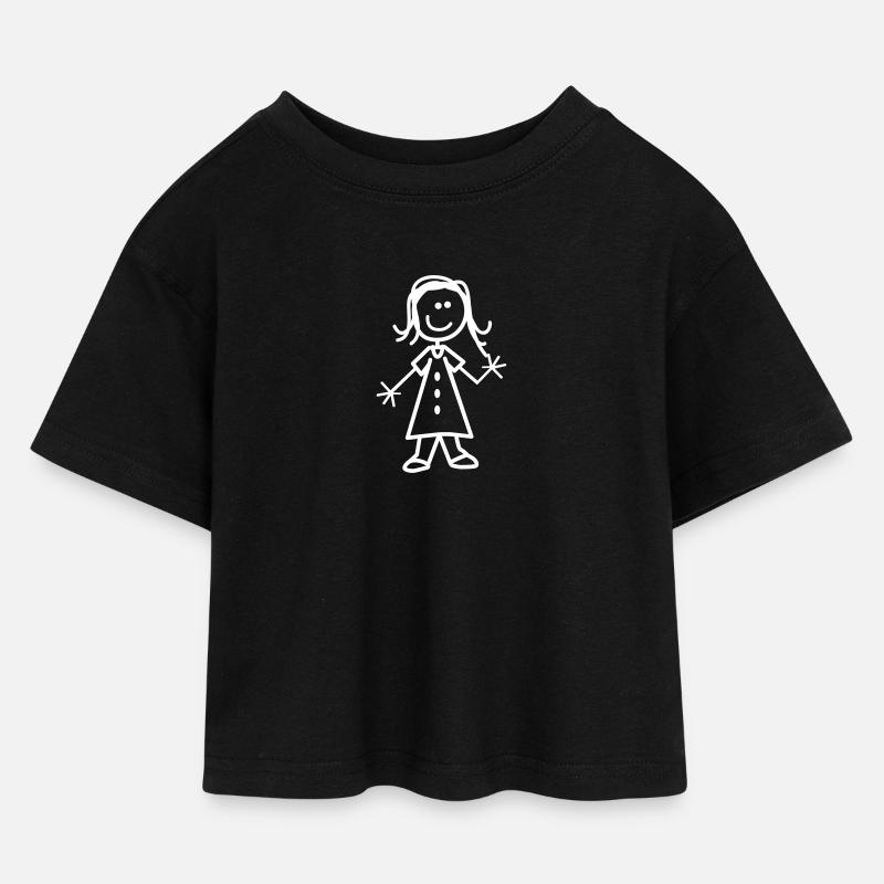 Mädchen - Kinder Cropped Jersey T-Shirt - Schwarz