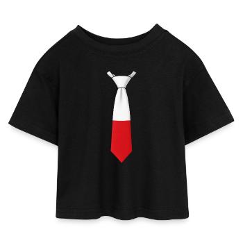 Cravate Pologne – Conception du drapeau - T-shirt Crop Top en jersey Enfant - noir - Devant