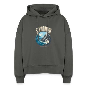 Sea to Summit Corsica Road Cycling Coast Climb - Stanley/Stella Boxy Frauen Bio Hoodie Nora - Anthrazit - Vorne
