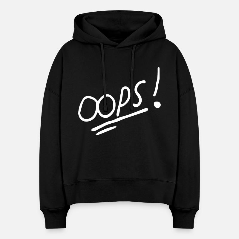 Vibrant Oops Conception de texte manuscrit - Sweat à capuche bio Nora coupe boxy Stanley/Stella Femme - noir
