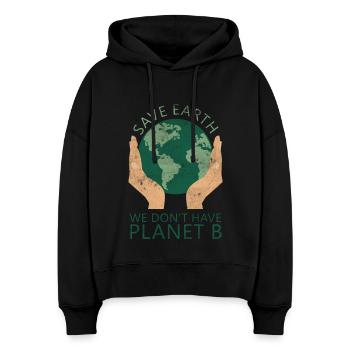 Conception écologique de la Terre avec les mains - Sweat à capuche bio Nora coupe boxy Stanley/Stella Femme - noir - Devant