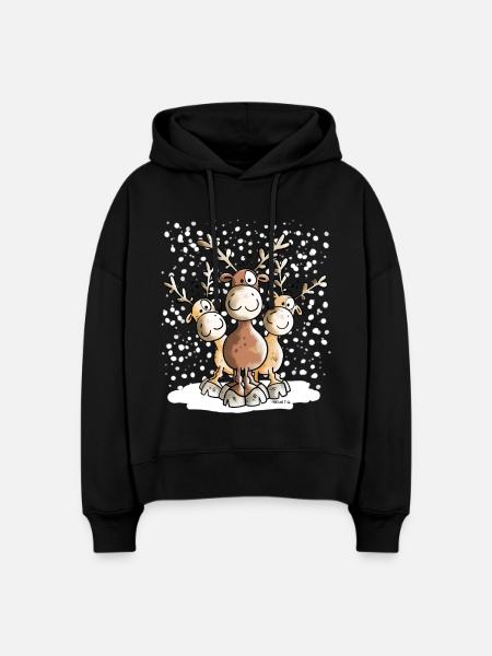 Elch Friends - Stanley/Stella Boxy Frauen Bio Hoodie Nora - Schwarz