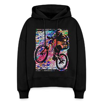 Mountainbike | Mountainbiker | Mountainbiken | MTB - Stanley/Stella Boxy Frauen Bio Hoodie Nora - Schwarz - Vorne