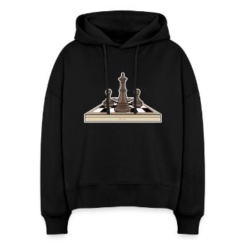 Jeu d’échecs - Sweat à capuche bio Nora coupe boxy Stanley/Stella Femme - noir - Devant