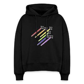 LGBT Flugzeug - Stanley/Stella Boxy Frauen Bio Hoodie Nora - Schwarz - Vorne