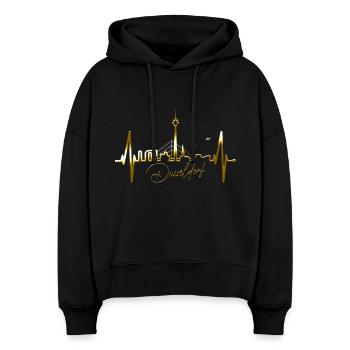 Düsseldorf Skyline Herzschlag Liebe Düsseldorfer - Stanley/Stella Boxy Frauen Bio Hoodie Nora - Schwarz - Vorne