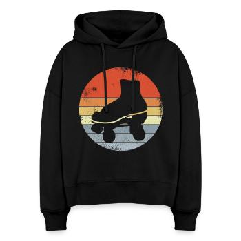 Vintage Rollschuhe - Stanley/Stella Boxy Frauen Bio Hoodie Nora - Schwarz - Vorne