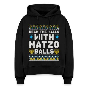 Frohe Weihnachten, Weihnachten, Chanukka, Weihnachten - Stanley/Stella Boxy Frauen Bio Hoodie Nora - Schwarz - Vorne