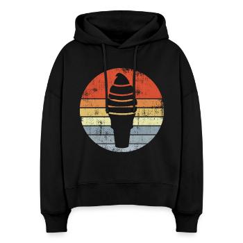 Croissant - Sweat à capuche bio Nora coupe boxy Stanley/Stella Femme - noir - Devant