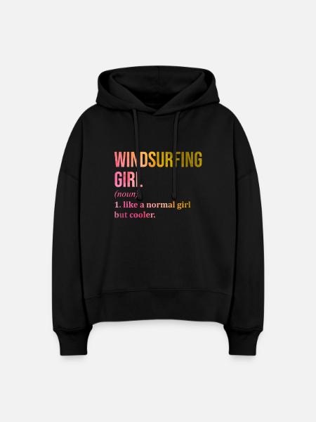 Windsurfen Windsurfen Windsurfen - Stanley/Stella Boxy Frauen Bio Hoodie Nora - Schwarz