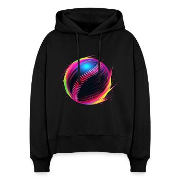 Baseball Ball Vaporwave - Stanley/Stella Boxy Frauen Bio Hoodie Nora - Schwarz - Vorne