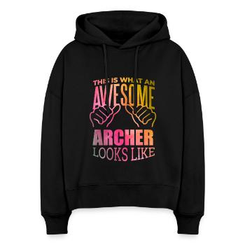 Bogenschießen - Stanley/Stella Boxy Frauen Bio Hoodie Nora - Schwarz - Vorne