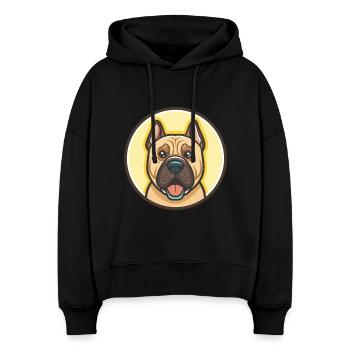 Perro De Presa Canario Hunderasse Cartoon Kawaii - Stanley/Stella Boxy Frauen Bio Hoodie Nora - Schwarz - Vorne