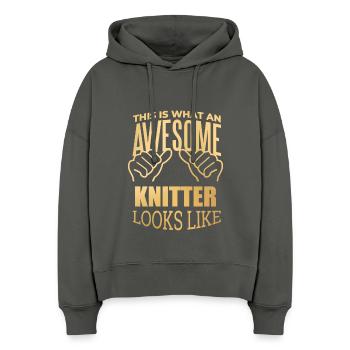 tricot - Sweat à capuche bio Nora coupe boxy Stanley/Stella Femme - charbon - Devant