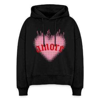 Brennende Liebe - Stanley/Stella Boxy Frauen Bio Hoodie Nora - Schwarz - Vorne