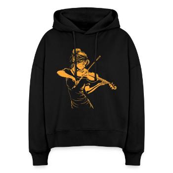 Geigenmädchen Grafik - Stanley/Stella Boxy Frauen Bio Hoodie Nora - Schwarz - Vorne