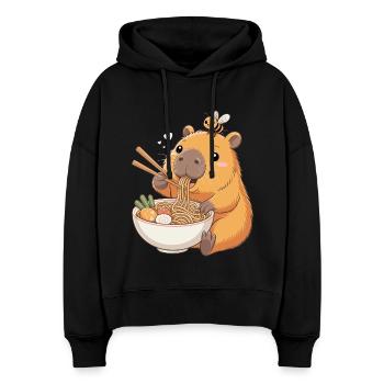 Capybara Ramen Kawaii Anime Nudel Japan - Stanley/Stella Boxy Frauen Bio Hoodie Nora - Schwarz - Vorne