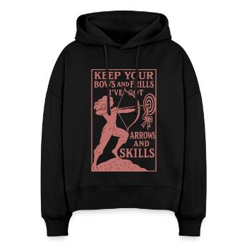 Mädchen Keep Your Bows And Frills Arrows Skills - Stanley/Stella Boxy Frauen Bio Hoodie Nora - Schwarz - Vorne