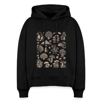 Pilze, Mykolgie, Pilzsammler - Pilze - Spruch - Stanley/Stella Boxy Frauen Bio Hoodie Nora - Schwarz - Vorne