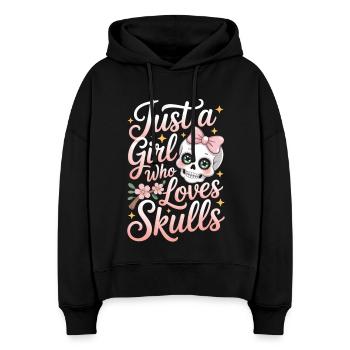 Skull Shirt Girls Women Gothic - Stanley/Stella Boxy Women Organic Hoodie Nora - black - Front