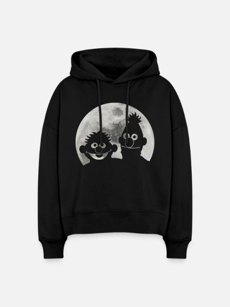 Sesamstraße Ernie & Bert Bei Mondschein - Stanley/Stella Boxy Frauen Bio Hoodie Nora - Schwarz