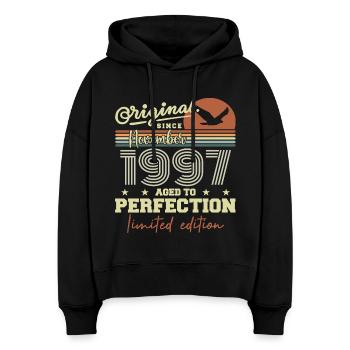 Novembre 1997 Anniversaire 1997 november 1997  - Sweat à capuche bio Nora coupe boxy Stanley/Stella Femme - noir - Devant