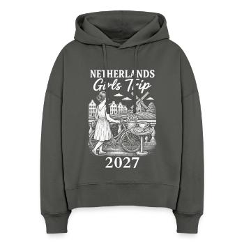 Voyage entre filles aux Pays-Bas 2027 - Sweat à capuche bio Nora coupe boxy Stanley/Stella Femme - charbon - Devant