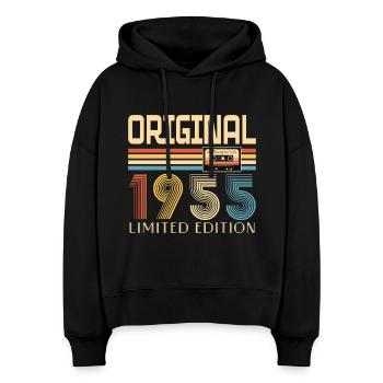 70e anniversaire 70 ans Original 1955 - Sweat à capuche bio Nora coupe boxy Stanley/Stella Femme - noir - Devant