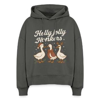 Weihnachtsgans Holly Jolly Honkers - Stanley/Stella Boxy Frauen Bio Hoodie Nora - Anthrazit - Vorne