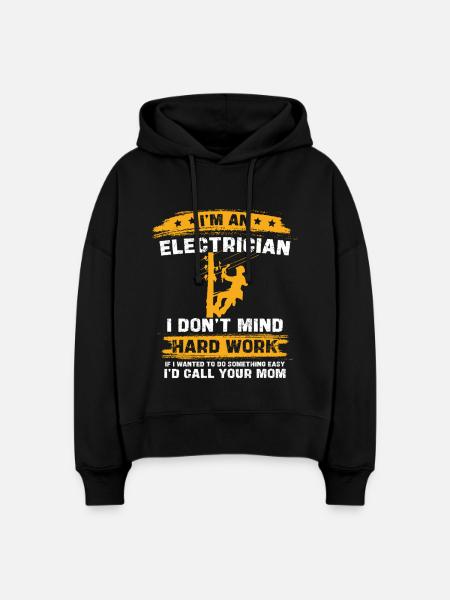Ich bin Elektriker harter Job Spruch - Stanley/Stella Boxy Frauen Bio Hoodie Nora - Schwarz