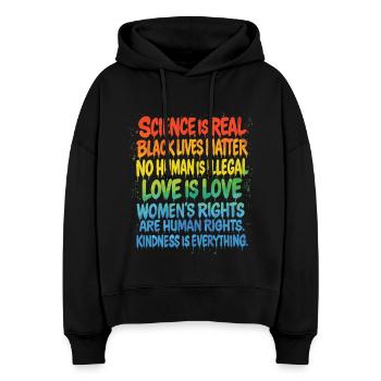 Regenbogen Statement – Human Rights Pride - Stanley/Stella Boxy Frauen Bio Hoodie Nora - Schwarz - Vorne