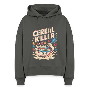 Retro Frühstück - Stanley/Stella Boxy Frauen Bio Hoodie Nora - Anthrazit - Vorne