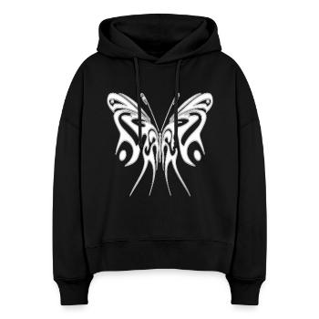 Metallischer Tribal Schmetterling - Stanley/Stella Boxy Frauen Bio Hoodie Nora - Schwarz - Vorne